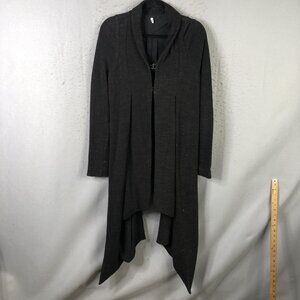 Masnada Cardigan Sweater Womens 8 Gray Cotton Blend Buckle Lagenlook Italy